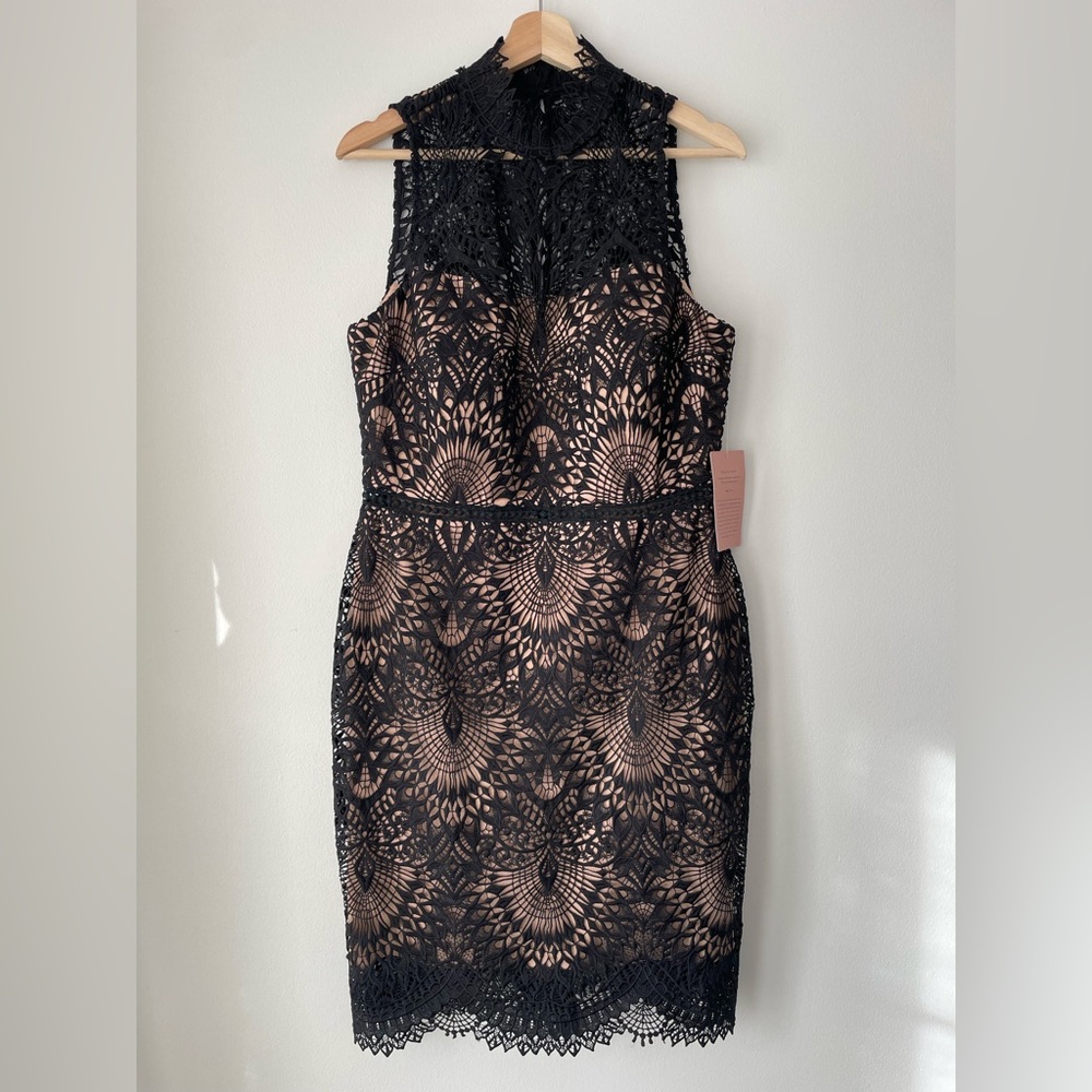 BHLDN Black Tan Sheath Cocktail Dress